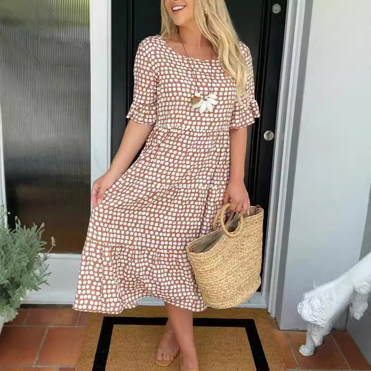 Fudus Sommerkleid mit Rundhals-Ausschnitt und Druck