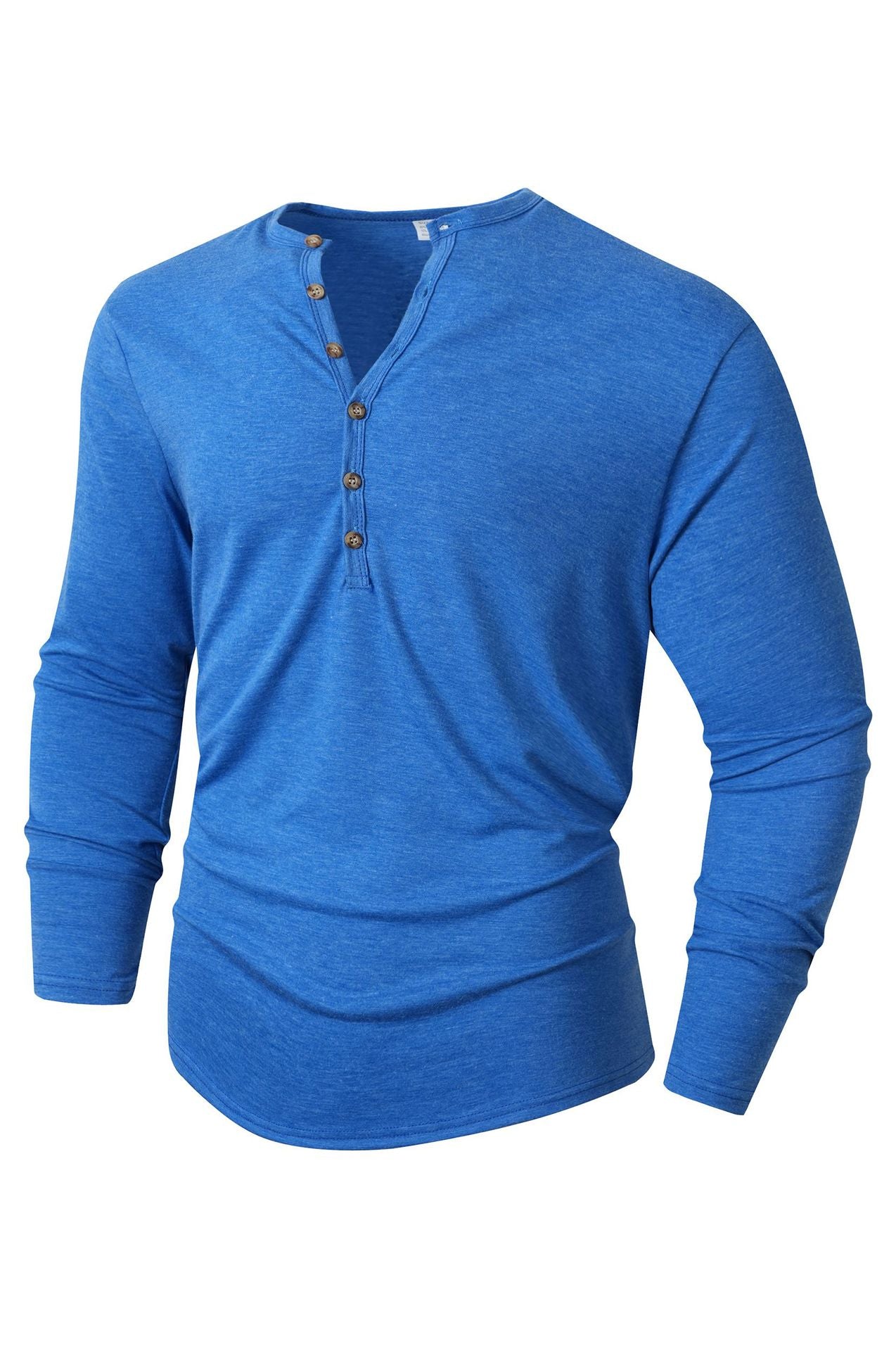 Herren Langarm Henley-Shirt mit Knopfleiste und weichem Baumwollmix Krohn-e