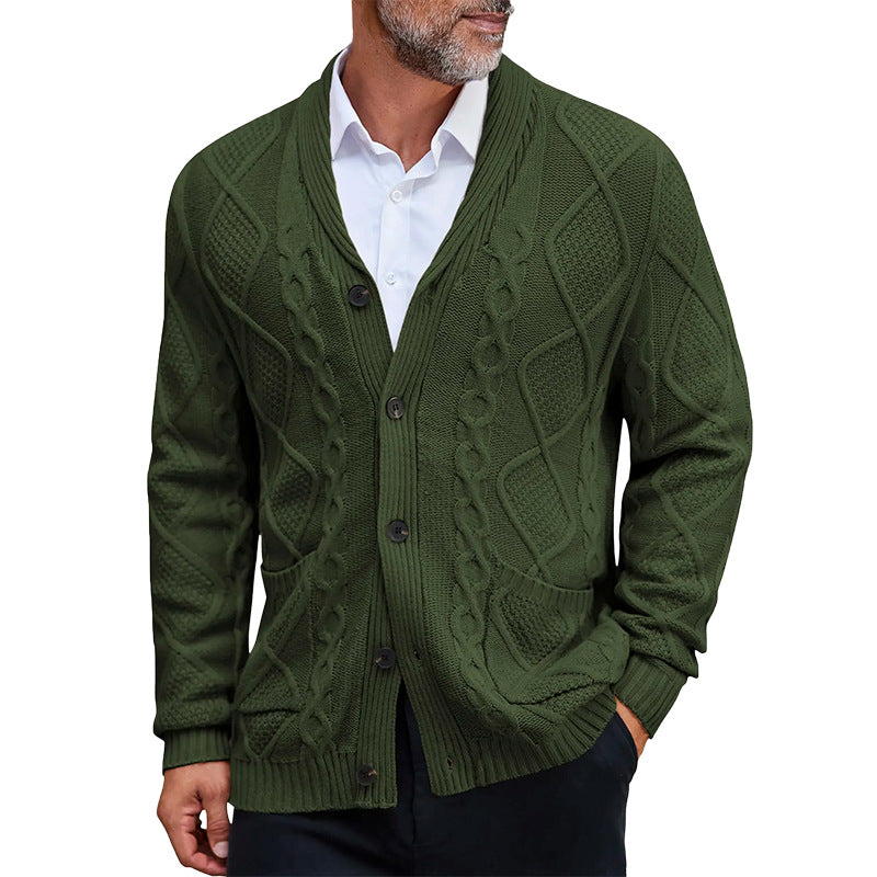 Herren Grobstrickjacke mit elegantem Zopfmuster und praktischen Taschen Krohn-e
