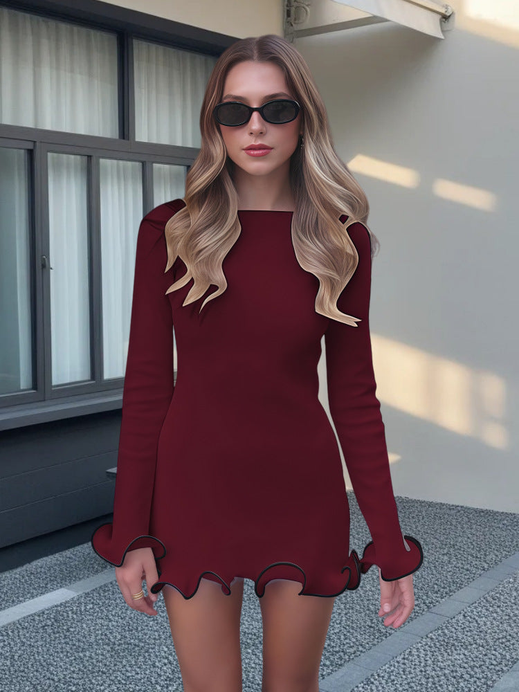 Damen Elegantes Minikleid mit skulpturalen Volantärmeln und figurbetontem Schnitt Krohn-e