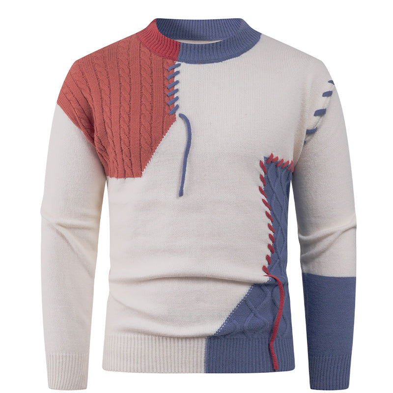 Herren modischer Strickpullover mit asymmetrischem Zopfmuster Krohn-e