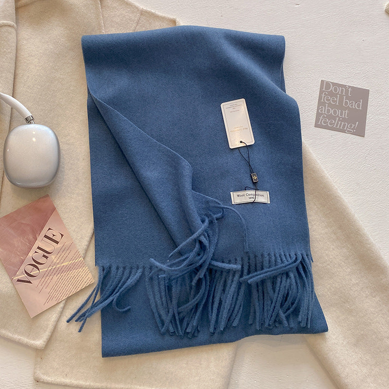 KROHN-E Damen Schal Quasten Weich Vielseitig Uni Elegant