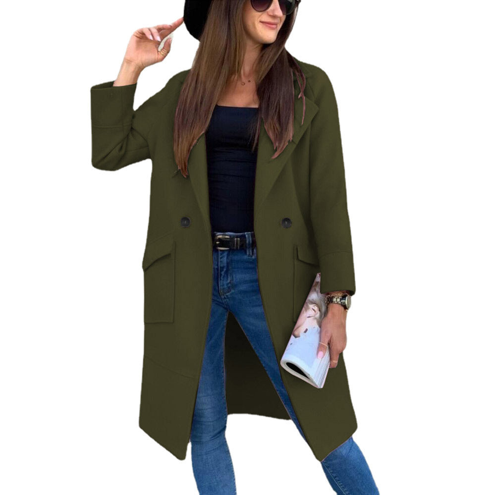 Damen lässiger Oversized-Mantel mit modernen Taschen und elegantem Revers Krohn-e