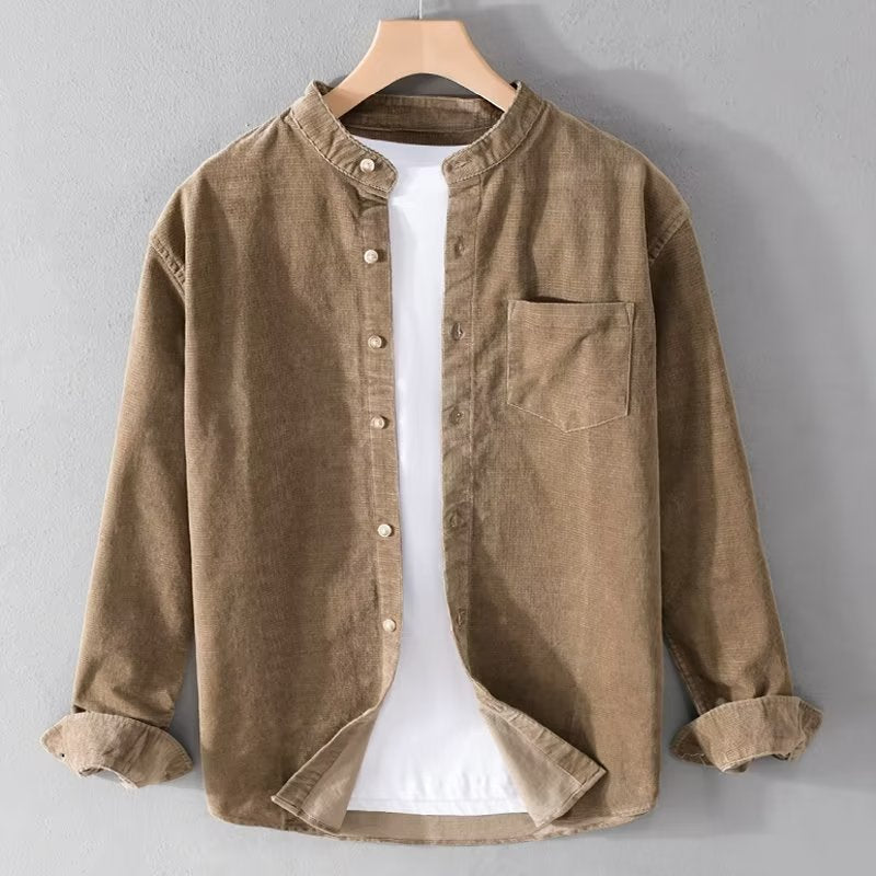 Herren Cordhemden mit Mandarin-Kragen und minimalistischem Design Krohn-e