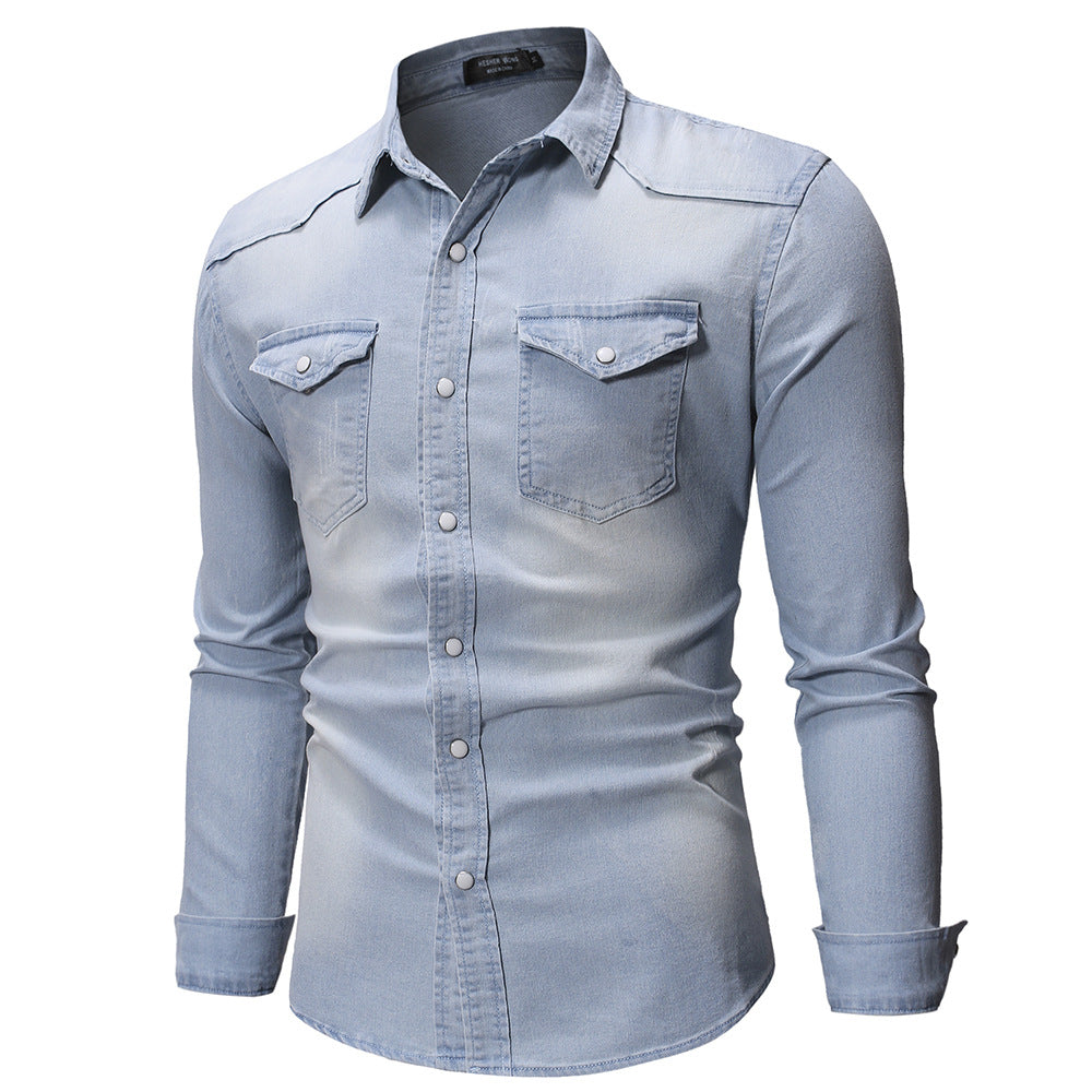Herren Jeanshemd mit modernen Details und praktischen Taschen Krohn-e