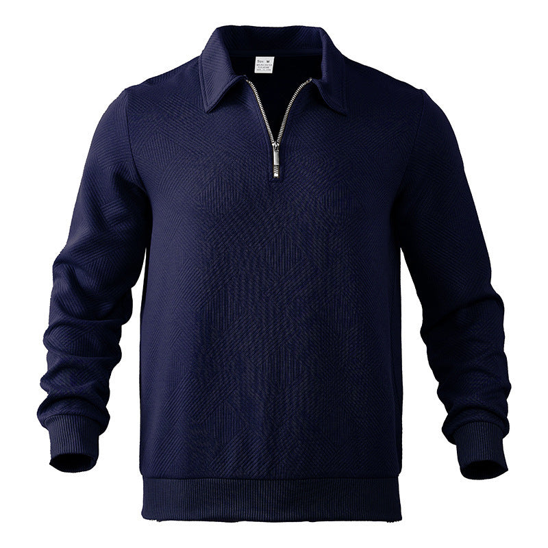Herren Fleece Pullover mit strukturierter Oberfläche und modernen Kontrastdetails Krohn-e
