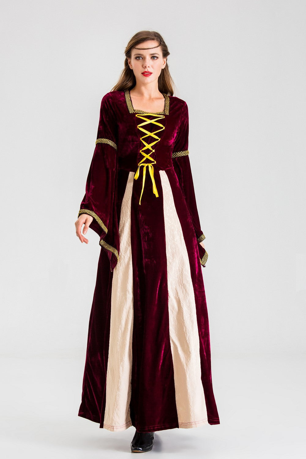 Damen historisches Märchenkleid mit langen Armen und dekorativer Schnürung Heidi