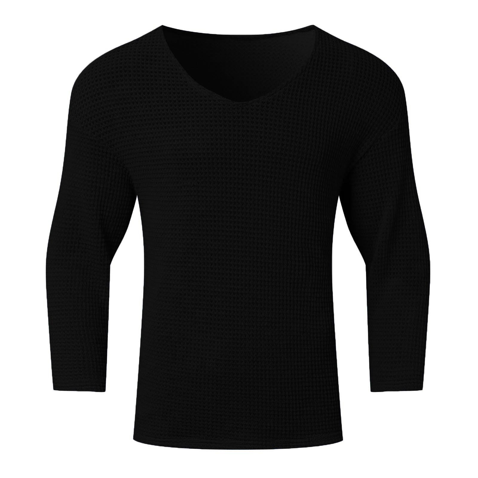 Herren Waffelstruktur V-Ausschnitt Langarmshirt Krohn-e
