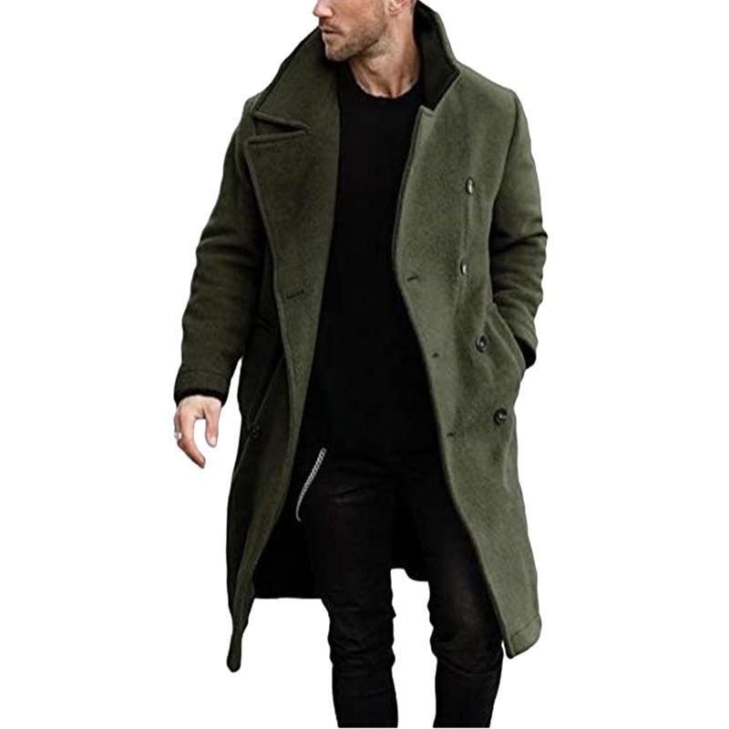 Herren trendiger Wollmantel mit strukturierter Oberfläche und praktischen Taschen Krohn-e