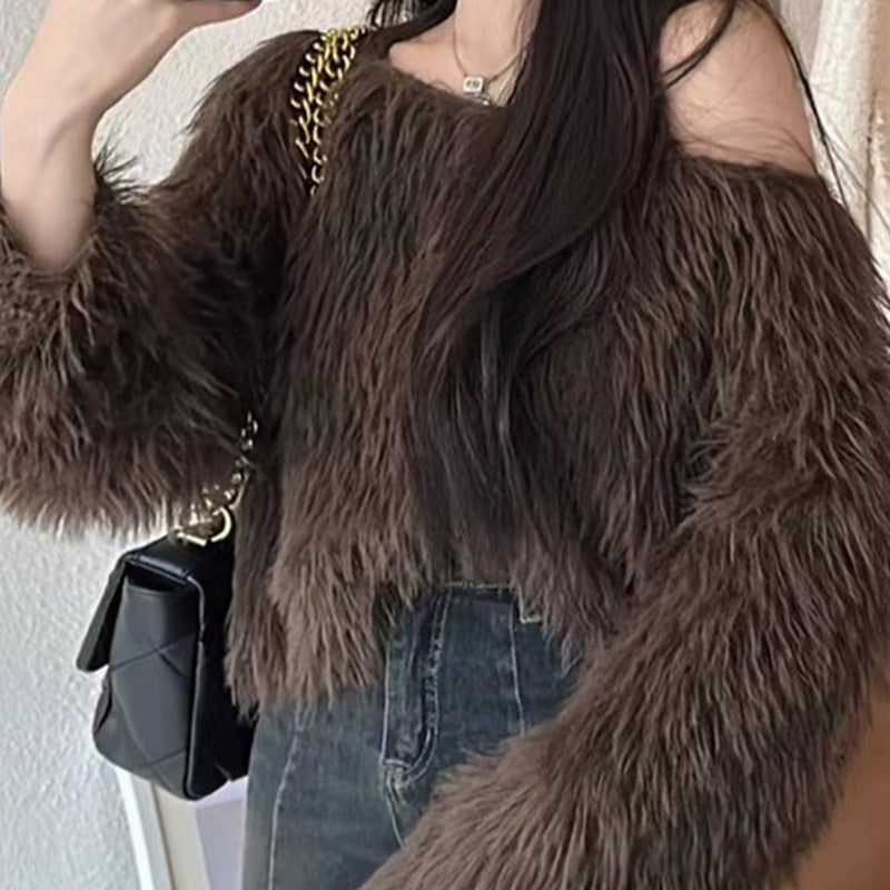Damen Flauschiger Pullover mit lockerem Schnitt und weichen Ärmeln Krohn-e