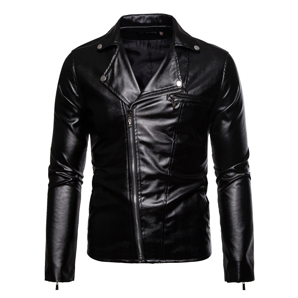 Herren moderne Bikerjacke mit asymmetrischem Reißverschluss und optik Krohn-e