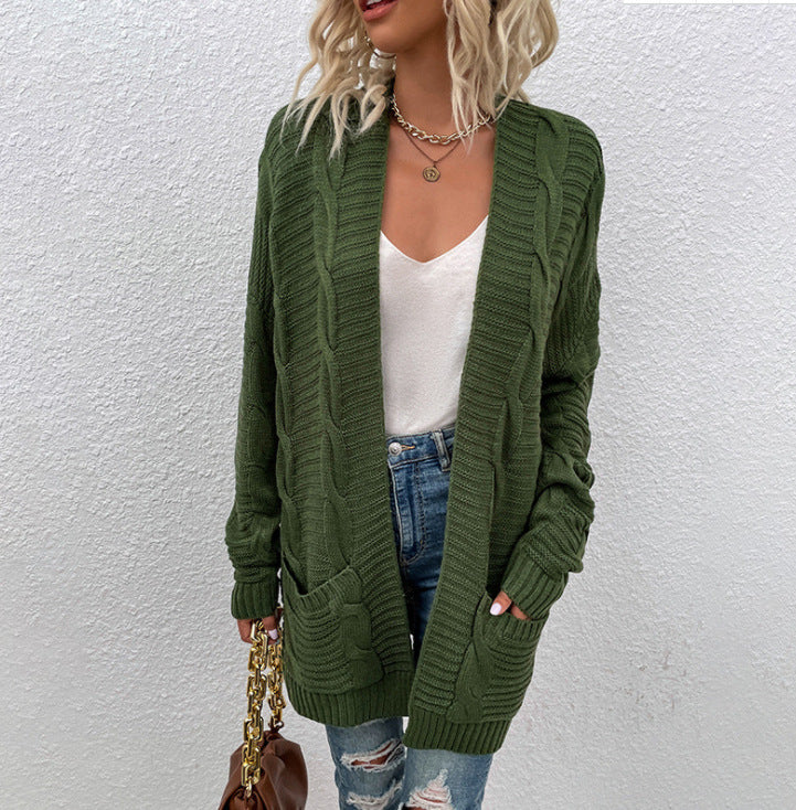 Damen Grobstrick-Cardigan mit großen Taschen und strukturiertem Design Krohn-e