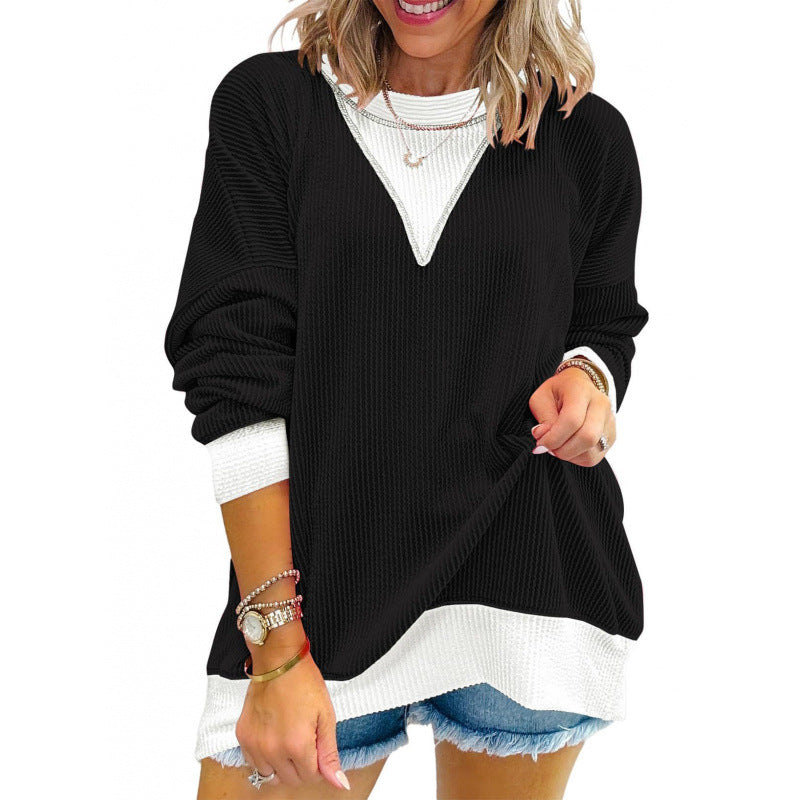 Damen lässiger Pullover aus strukturiertem Material mit V-Ausschnitt Krohn-e