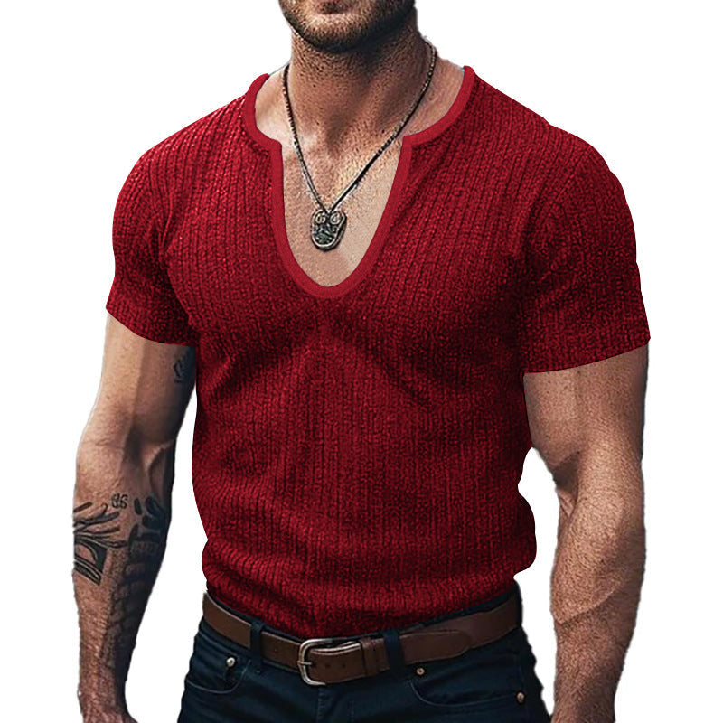Herren Ribbed V-Ausschnitt T-Shirt Krohn-e