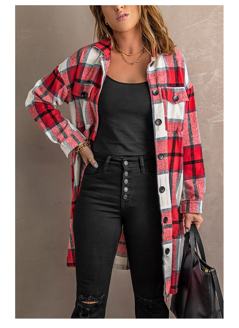 Krohn-e | Strick Lange Lässige Tweed Karo Jacke