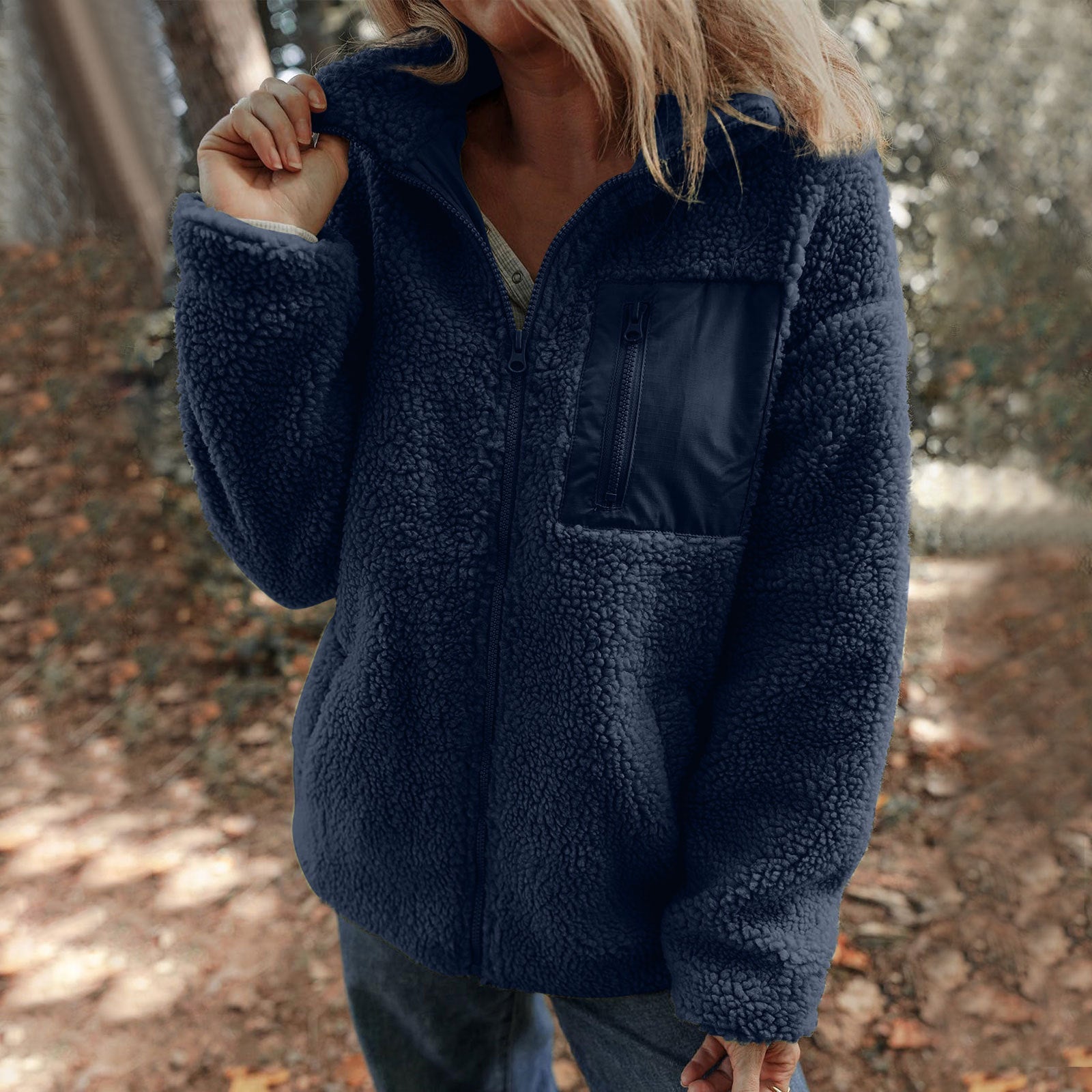 Damen Fleecejacke mit hochabschließendem Kragen und praktischer Brusttasche Krohn-e