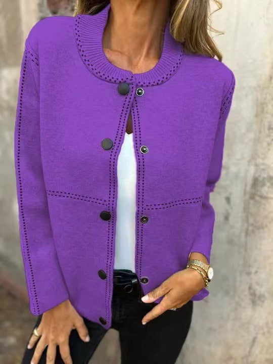 Damen Lockere Strickjacke mit Knöpfen und dekorativen Nähten Krohn-e