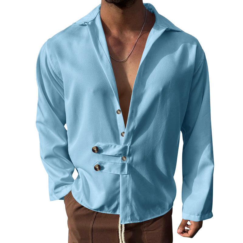 Herren Elegantes Hemd mit innovativem Knopfdesign und tiefem V-Ausschnitt Krohn-e
