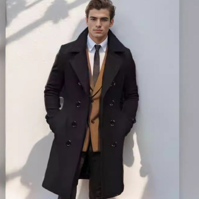 Herren eleganter Wolltrenchcoat mit doppelter Knopfleiste Krohn-e