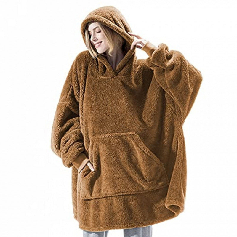 Damen Kuschelige Oversize-Hoodiejacke aus Fleece mit Kängurutasche Krohn-e