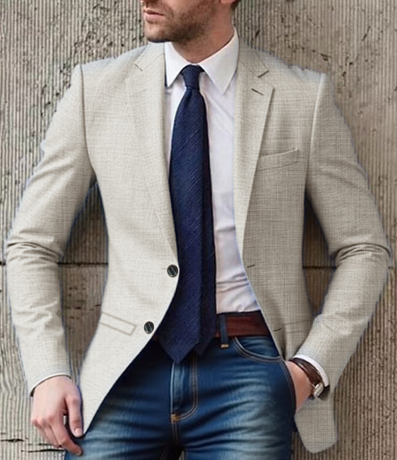 Herren eleganter und strukturierter Blazer mit modischen Details Krohn-e