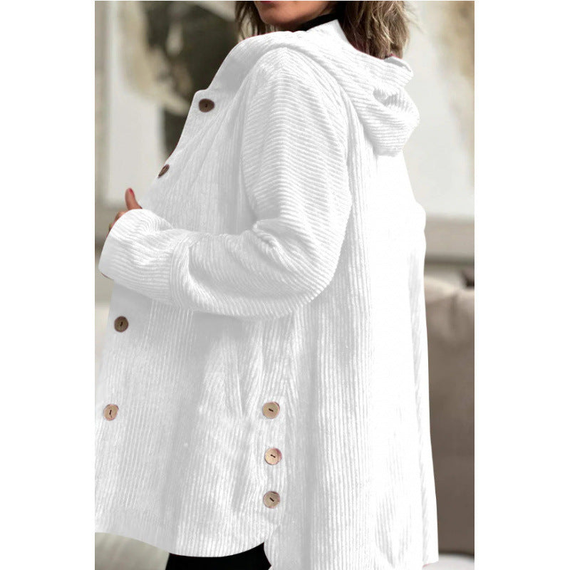 Damen kuschelige Kapuzenjacke aus feinem Cordstoff Krohn-e