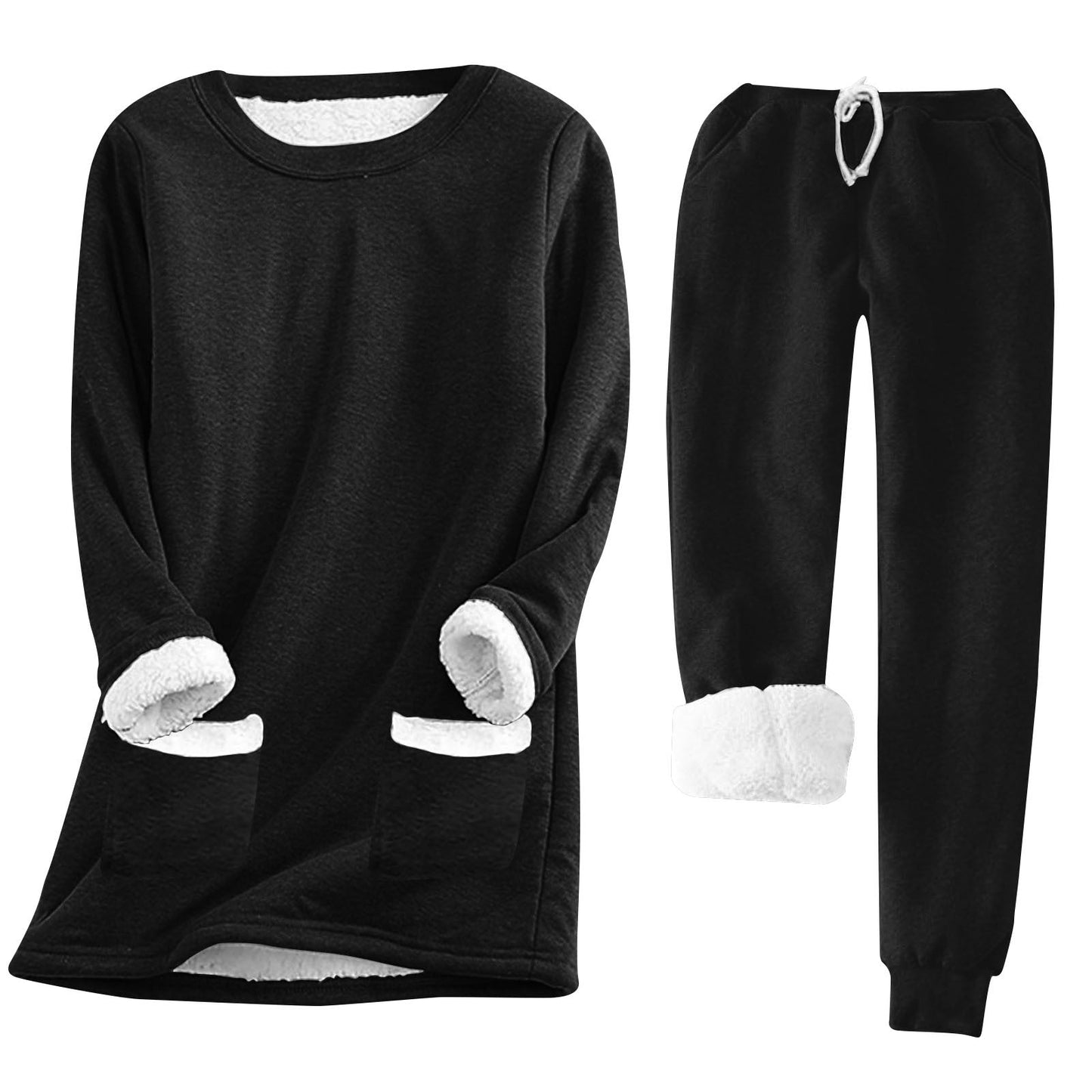 Damen Kuschelige Loungeanzug mit Fleece-Innenfutter und praktischen Taschen Krohn-e