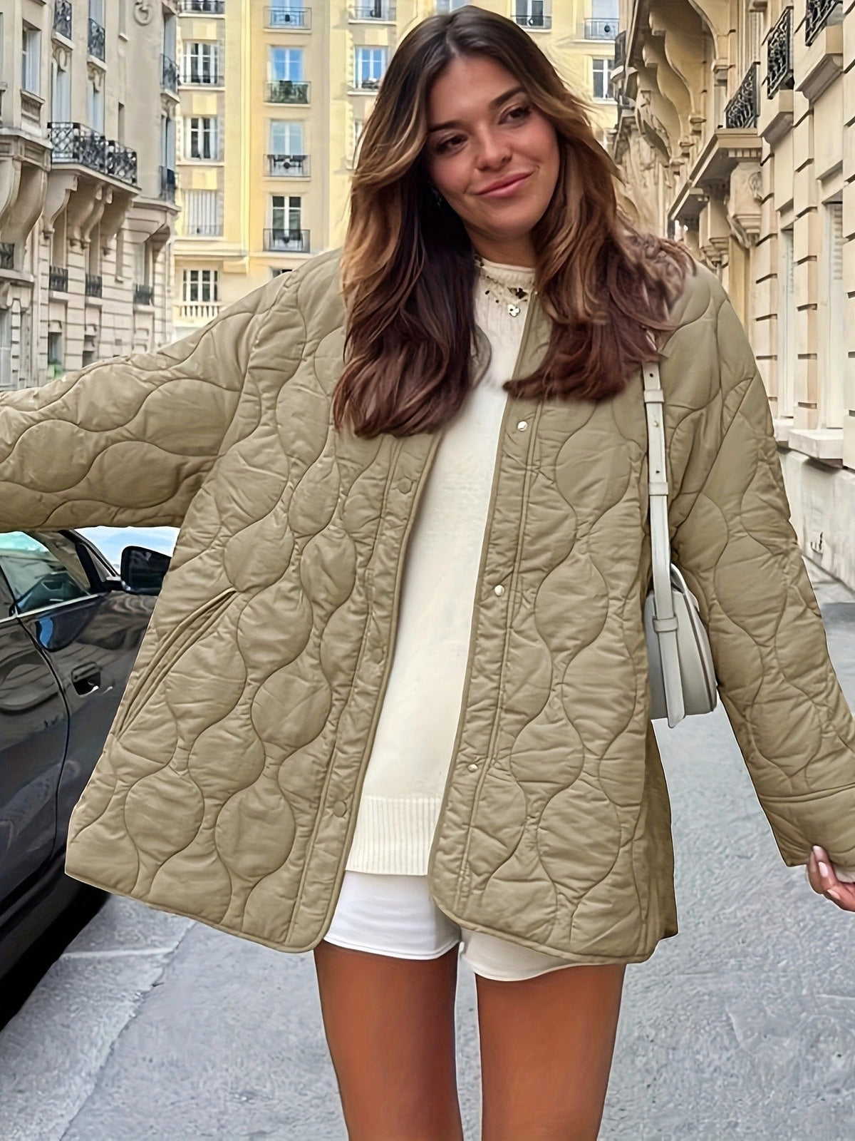 Damen Steppjacke mit großen Taschen und Rundhalsausschnitt Krohn-e