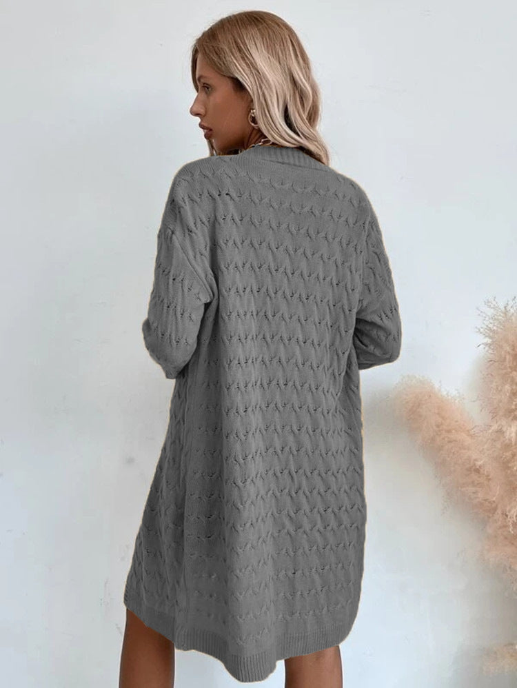 Damen Großer Strickmantel mit strukturiertem Muster und lässigem Schnitt Krohn-e