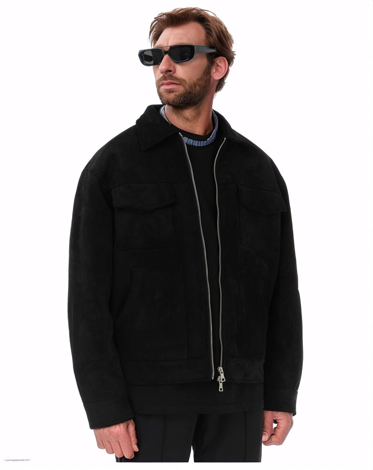 Herren modische Wildlederjacke mit praktischen Taschen Krohn-e
