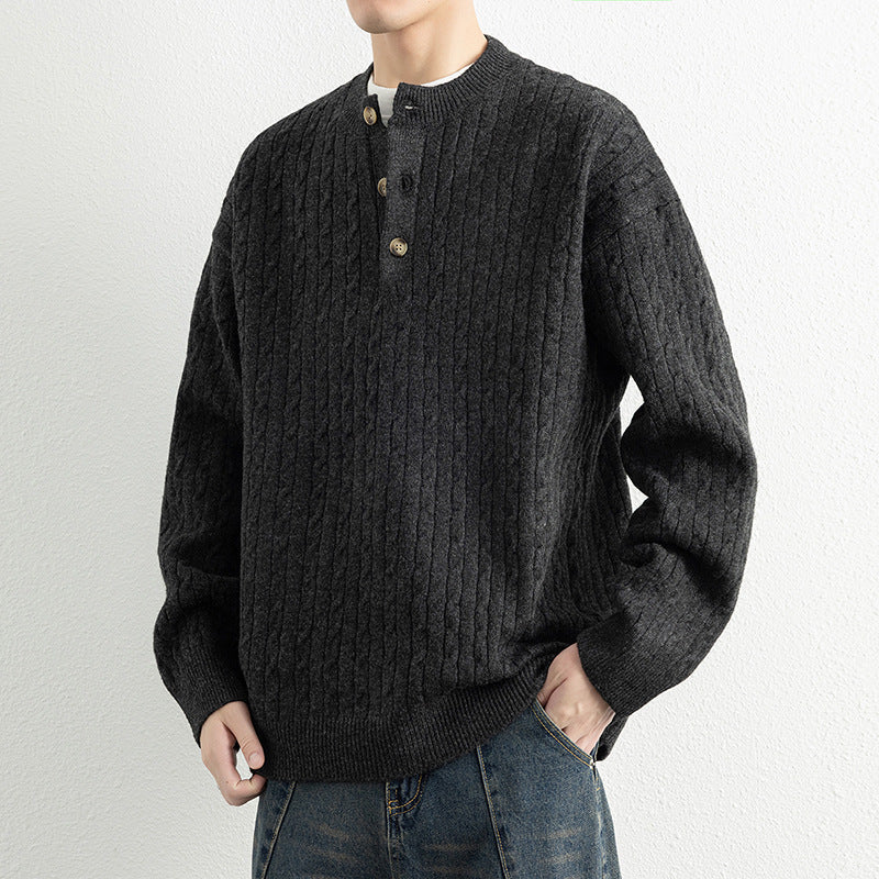 Herren Strickpullover mit Knopfdetails und strukturierter Oberfläche Krohn-e