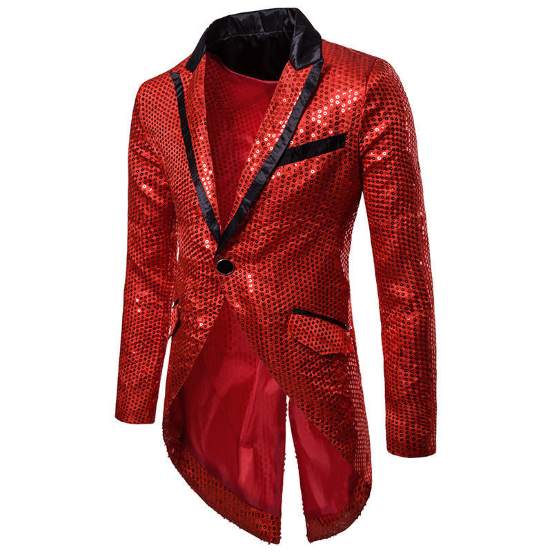 Herren eleganter Pailletten-Blazer mit asymmetrischem Schnitt und luxuriösem Design Krohn-e