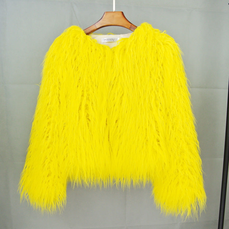 Damen Flauschige Kunstfelljacke mit lockerer Passform und voluminösem Design Krohn-e