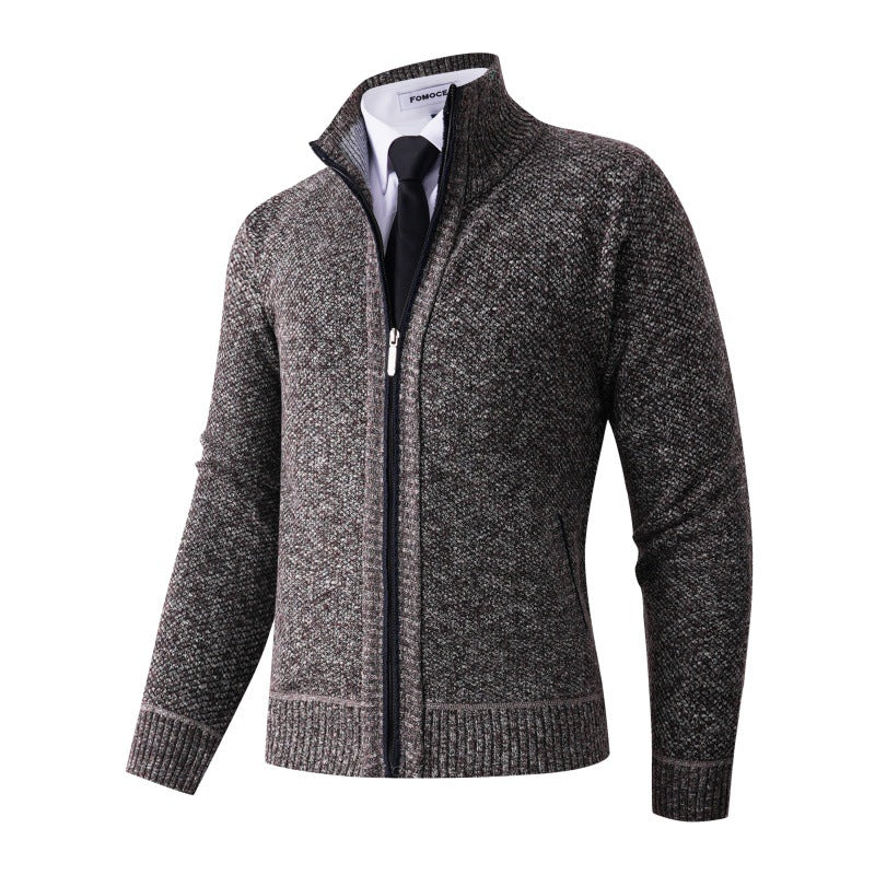 Herren stylische Strickjacke mit hohem Kragen und praktischen Taschen Krohn-e