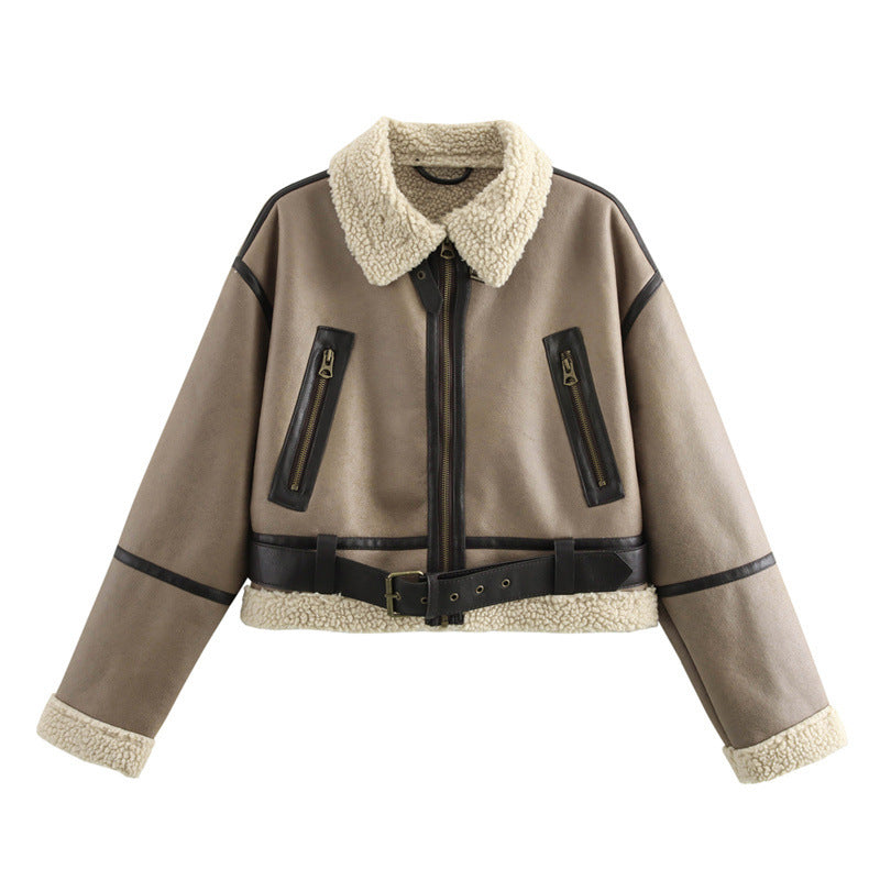Damen Kurze Teddyfelljacke mit akzenten Krohn-e