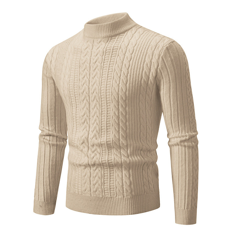 Herren Grobstrickpullover mit steigendem Kragen und Zopfmuster Krohn-e