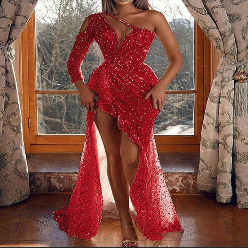 Glamouröses Pailletten-Partykleid mit langen Ärmeln von Fudus