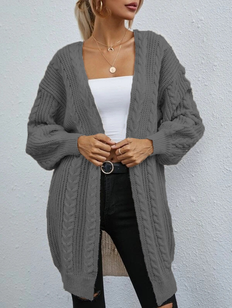 Damen Grobstrick Cardigan mit lässigem Oversize-Schnitt und raffiniertem Zopfmuster Krohn-e
