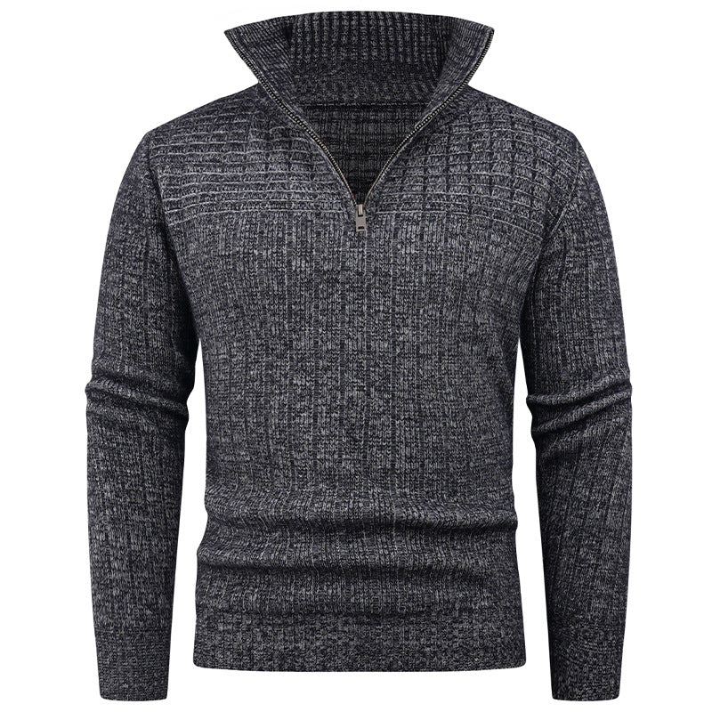 Herren Rollkragenpullover mit hochwertiger Rippstruktur und modernem Reißverschluss Krohn-e