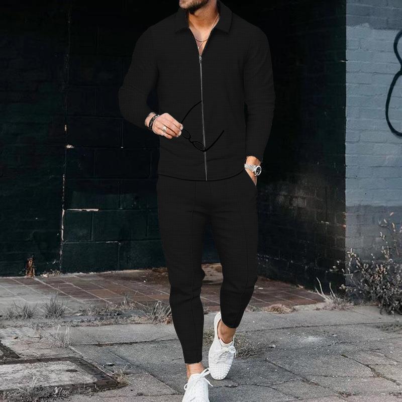 Herren modisches Freizeitanzug mit strukturiertem Oberteil und moderner Hose Krohn-e