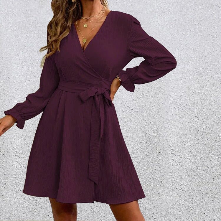 Damen Wickelkleid mit ausgestellten Ärmeln und Gürtel Krohn-e