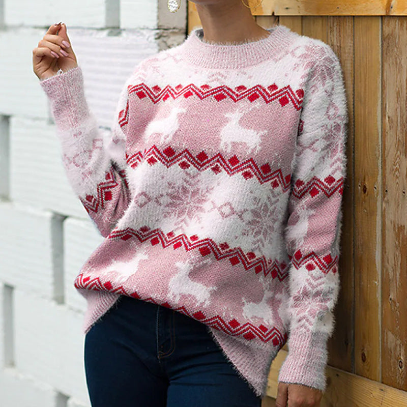Damen gemütlicher Weihnachtspullover mit festlichem Rentierdesign Krohn-e