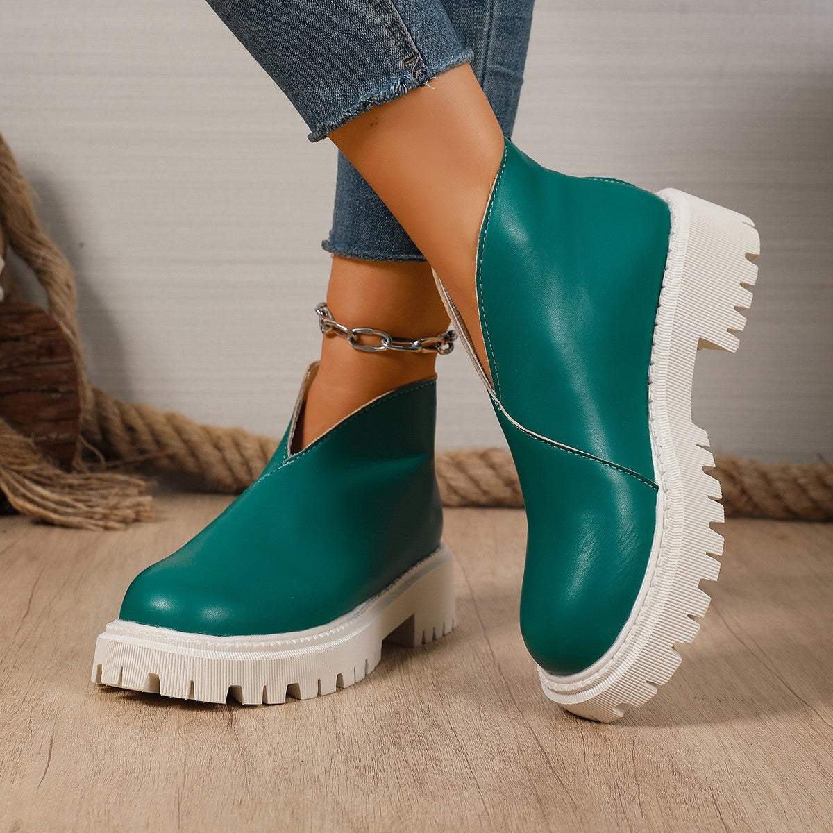 Damen Modische Chelsea-Boots mit trendigem Plateau und rutschfester Sohle Krohn-e