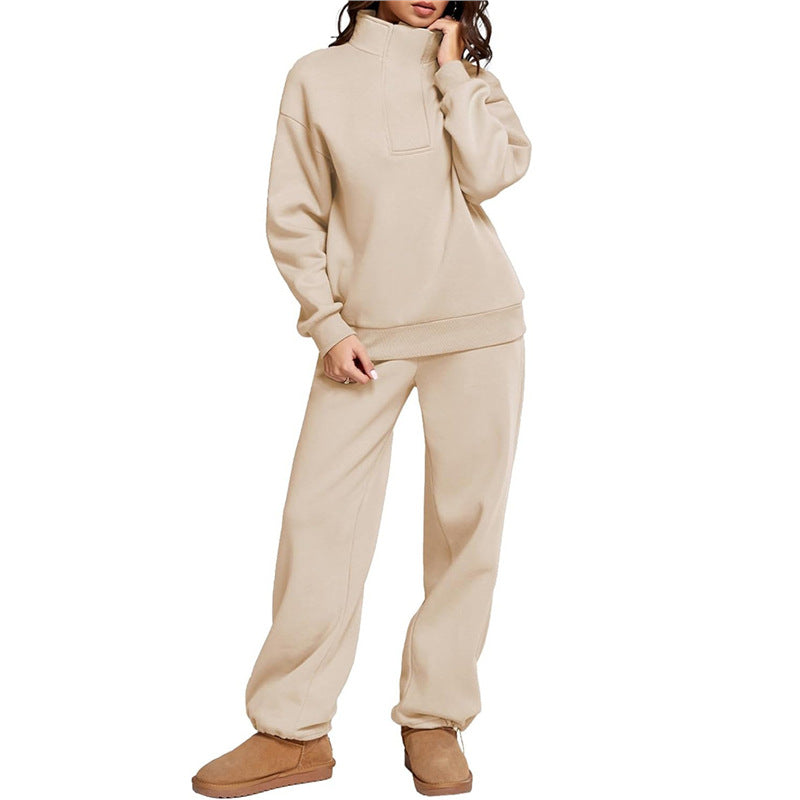 Damen Bequemes Freizeit-Set mit Stehkragen und weiten Hosen Krohn-e