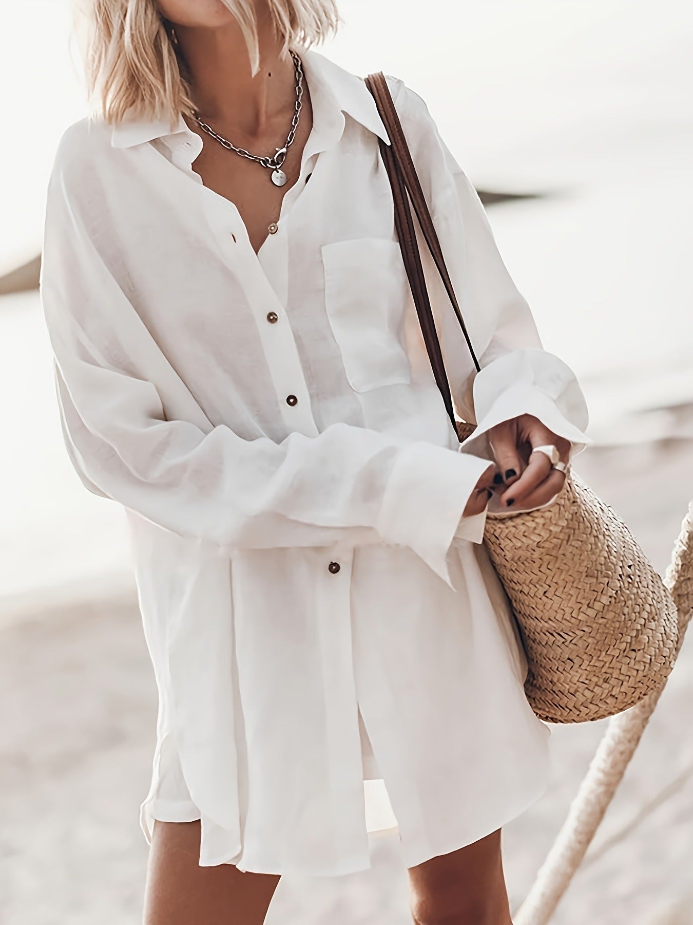 Damen lässige Oversized-Bluse aus Leinen Krohn-e
