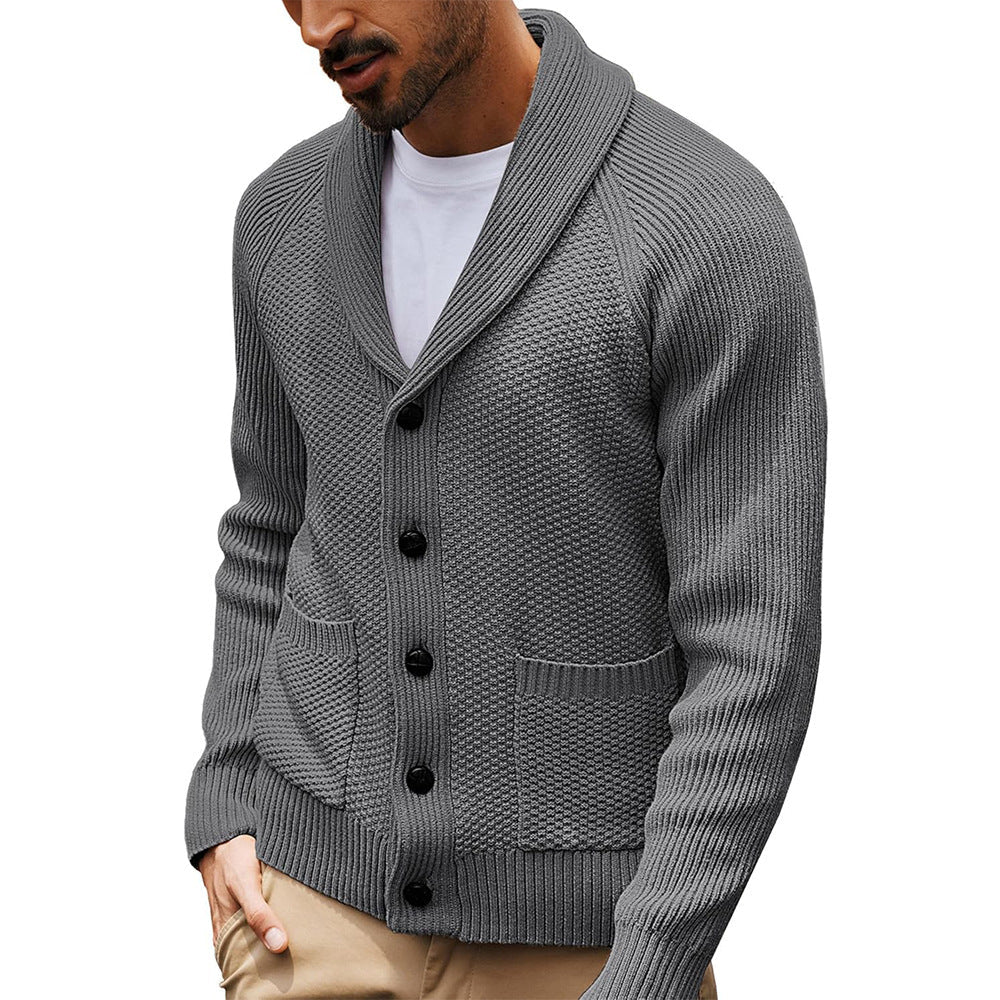 Herren Strickjacke mit strukturiertem Design und praktischem Schalkragen Krohn-e