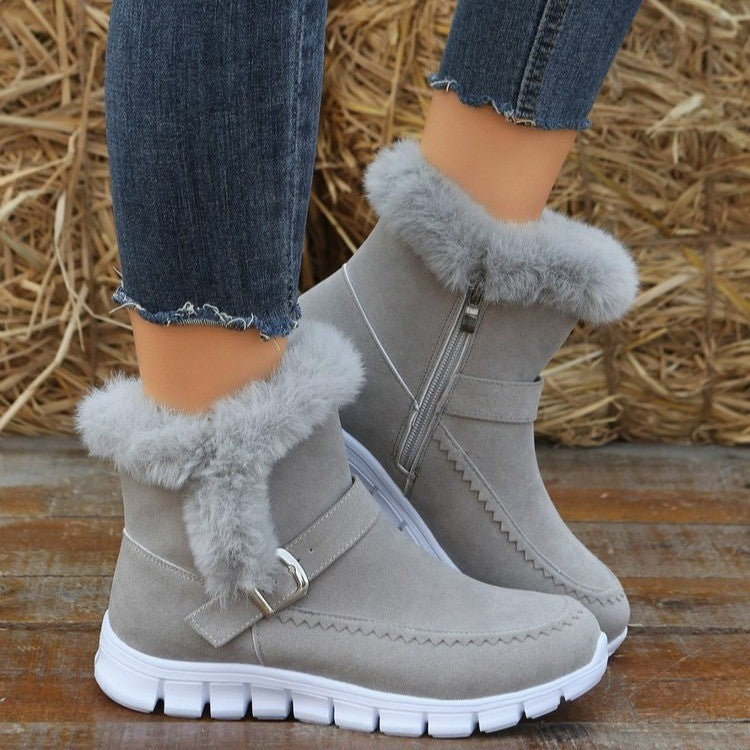 Damen Gefütterte Winterstiefel mit komfortablem Reißverschluss und dekorativer Schnalle Krohn-e