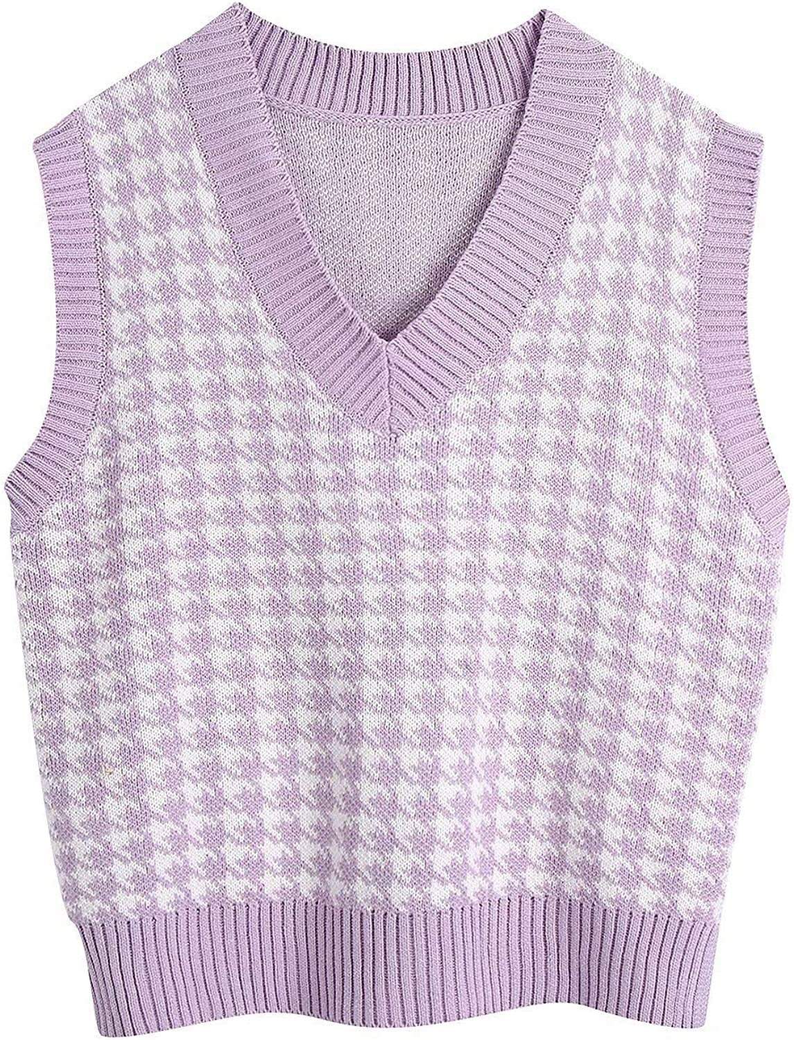 Damen ärmellose Strickweste mit modernem Hahnentrittmuster Krohn-e