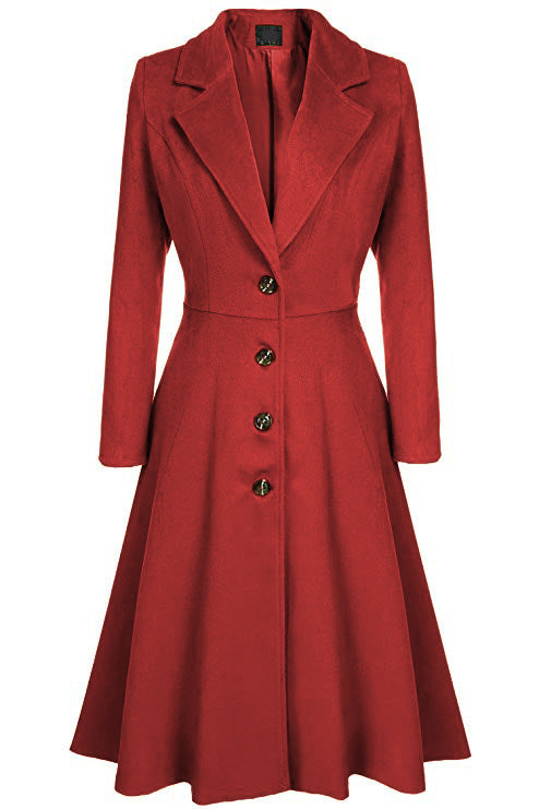 Damen Eleganter Wollmantel mit tailliertem Schnitt und langen Ärmeln Krohn-e