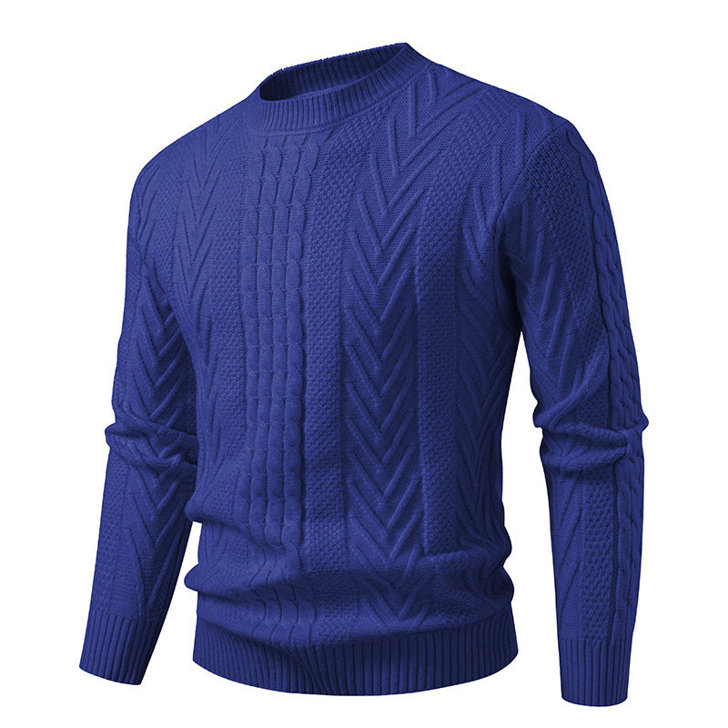Herren Grobstrickpullover mit Zopfmuster und Rundhalsausschnitt Krohn-e